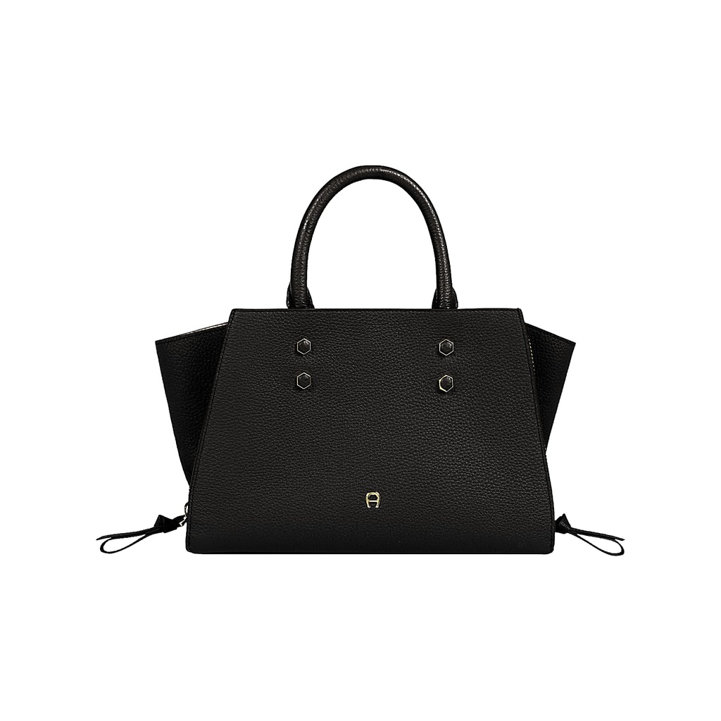 Aigner 未使用品☆ハンドバッグ 黒 ナイロン ロゴ柄 高級 肩掛け Aigner 未使用品☆ハンドバッグ 黒 ナイロン ロゴ柄 高級 肩掛け